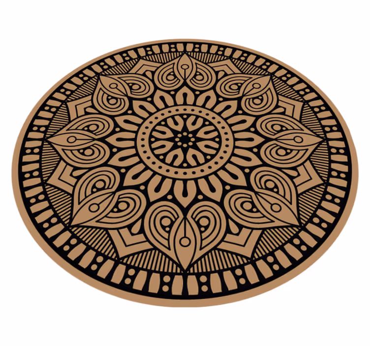 Caneta preta em tapete de vinil mandala marrom - TenStickers
