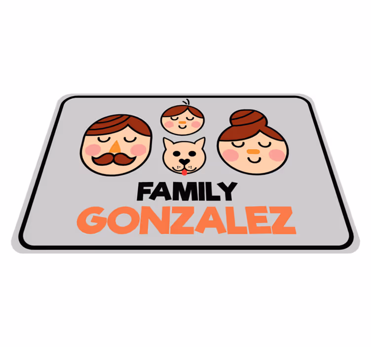 Nomes com família e cão. Tapete personalizado - TenStickers