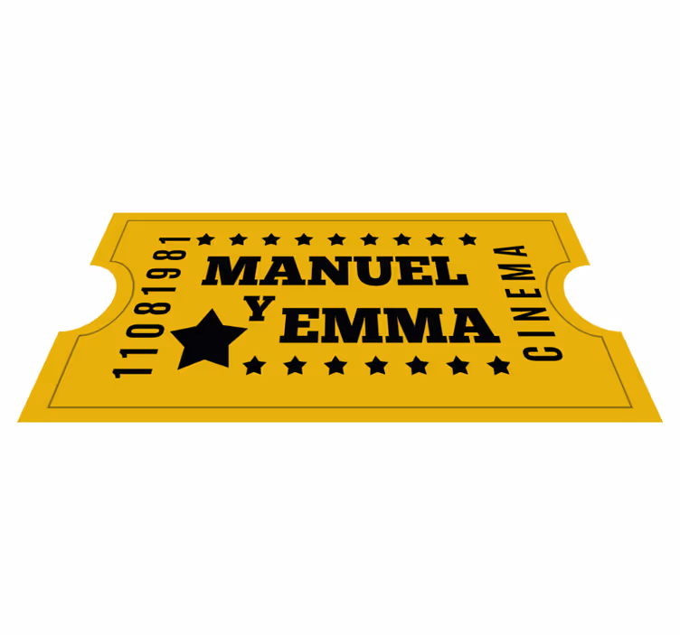 Tapete vinílico com nome ingresso de cinema para casal - TenStickers