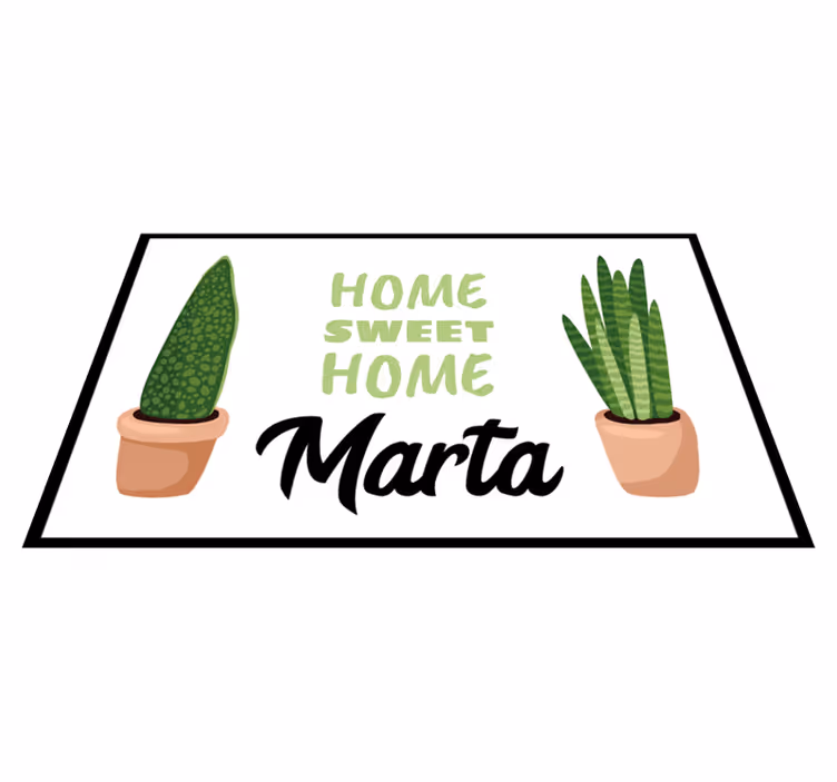 Tapete vinílico com nome doce lar com plantas - TenStickers