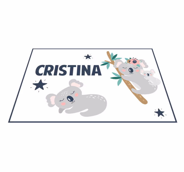 Tapete vinílico com nome diversão em família coala - TenStickers