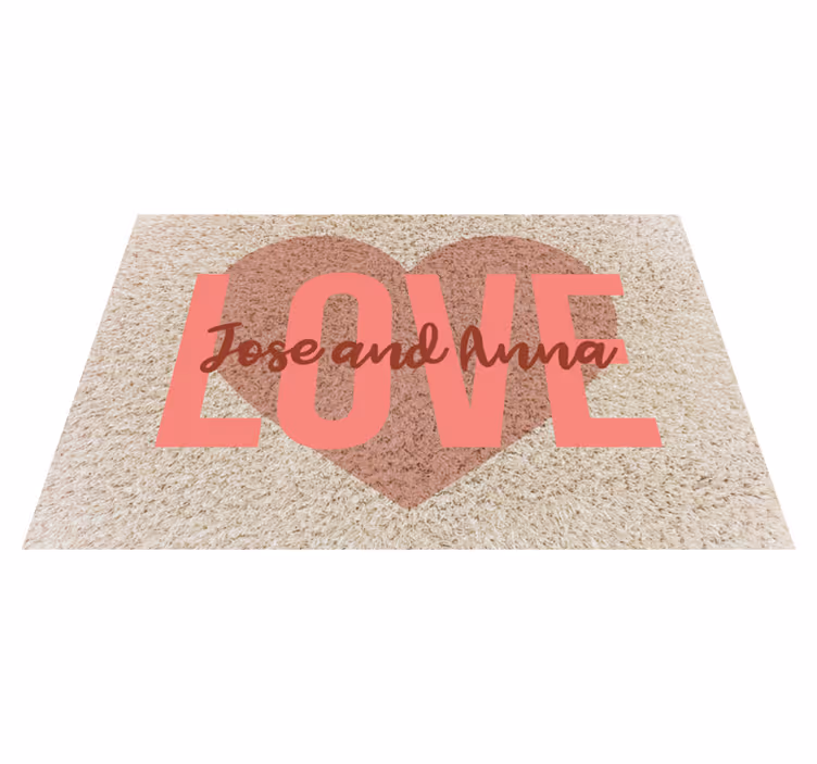 Tapete vinílico quarto coração de amor com nomes - TenStickers