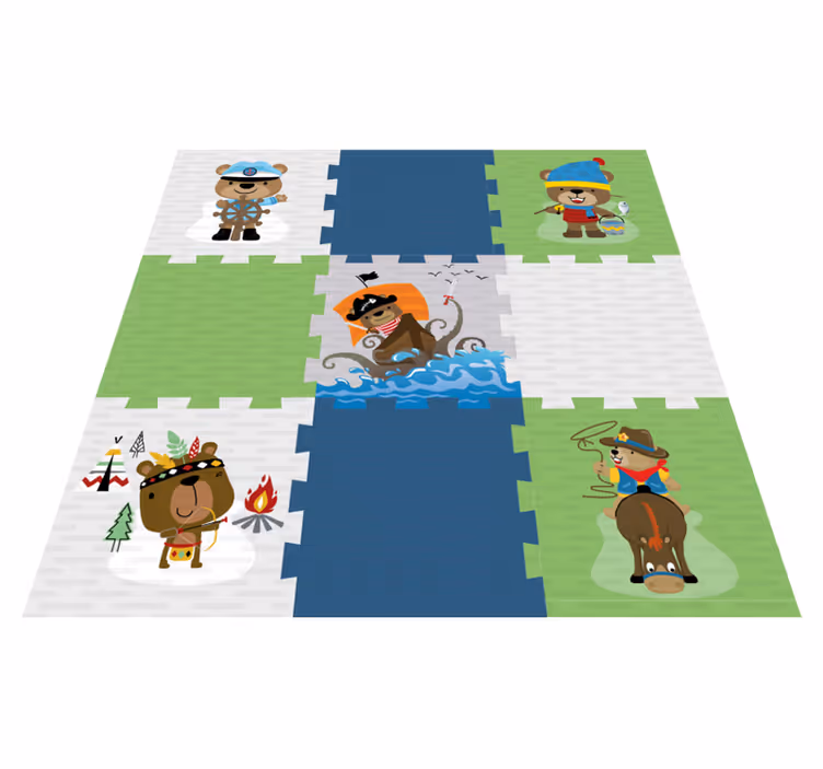 Tapete em vinil infantil aventura de urso fofo - TenStickers