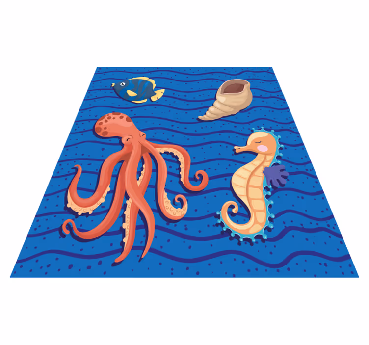 Tapete vinílico infantis animais do oceano hora de brincar - TenStickers