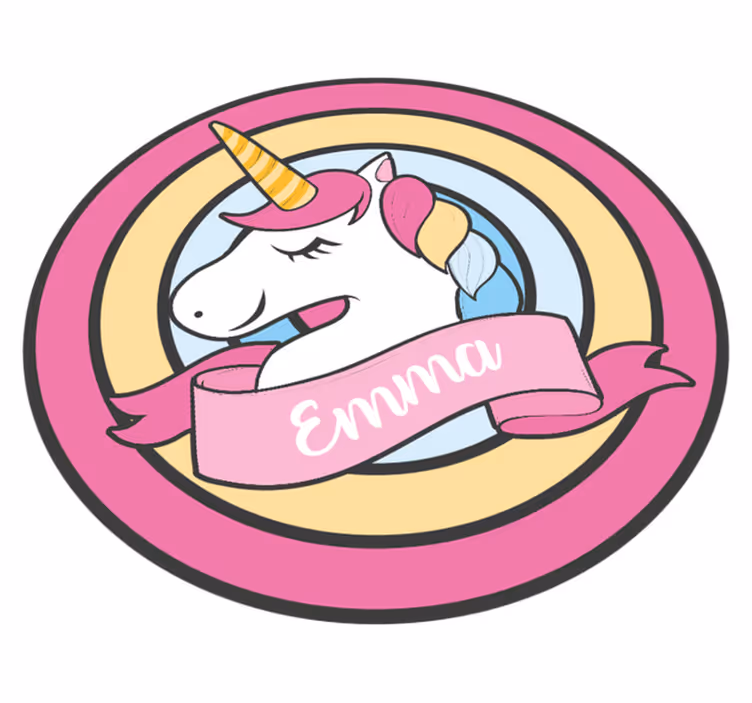 Tapete em vinil infantil nome de unicórnio no distintivo - TenStickers