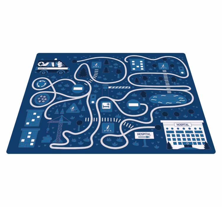 Tapete vinílico de estradas mapa da cidade azul - TenStickers