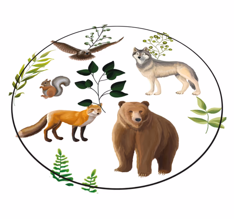 Tapete em vinil infantil criaturas amigáveis da floresta - TenStickers