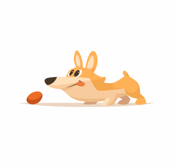 Tapete em vinil infantil perseguição brincalhona de corgi - TenStickers