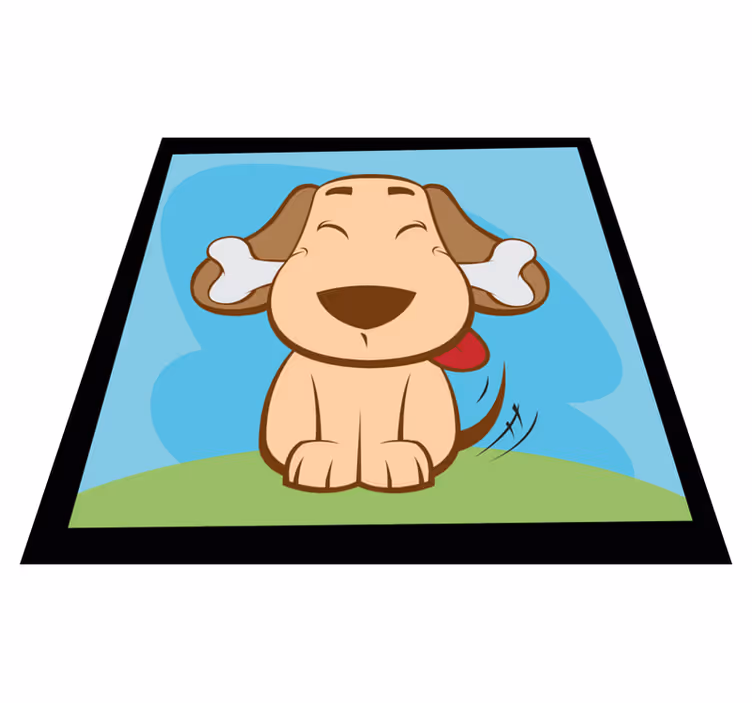 Tapete vinílico de animais cachorro feliz com osso - TenStickers