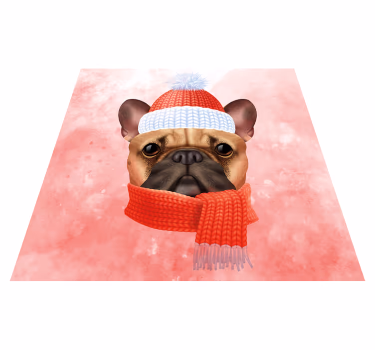 Tapete vinílico de animais inverno do buldogue francês - TenStickers