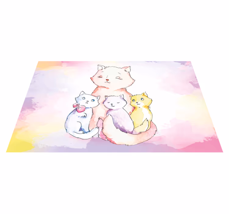Tapete vinílico para bebés família de gatos fofos - TenStickers