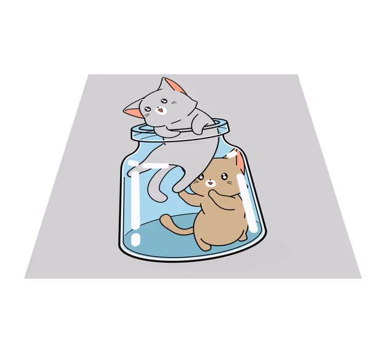 Tapete vinílico de animais pote de gatos fofos - TenStickers