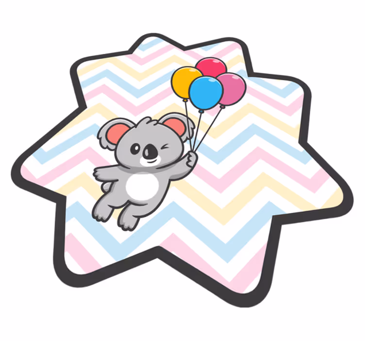 Tapete vinílico infantis balão de coala brincalhão - TenStickers