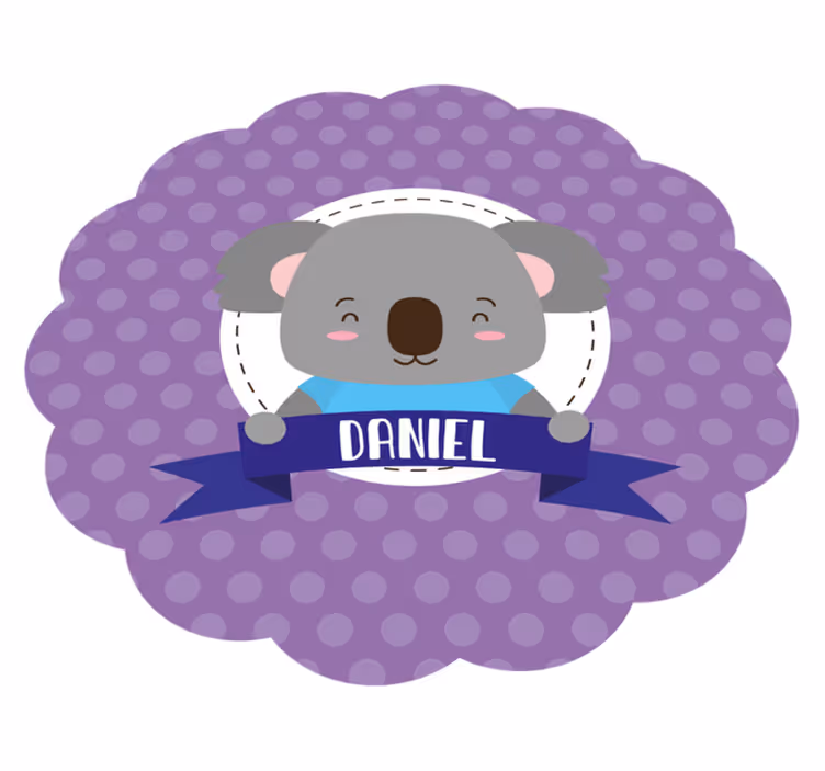 Tapete vinílico para bebés coala fofo com nome - TenStickers