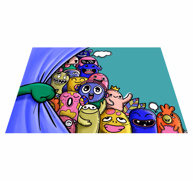 Tapete em vinil infantil personagens monstros coloridos - TenStickers