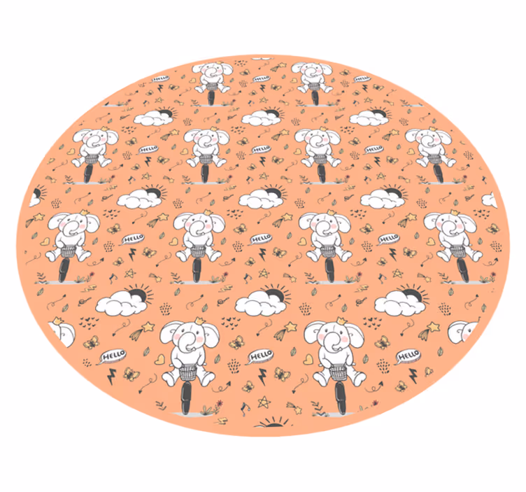 Tapete vinílico infantis tema de elefante alegre - TenStickers