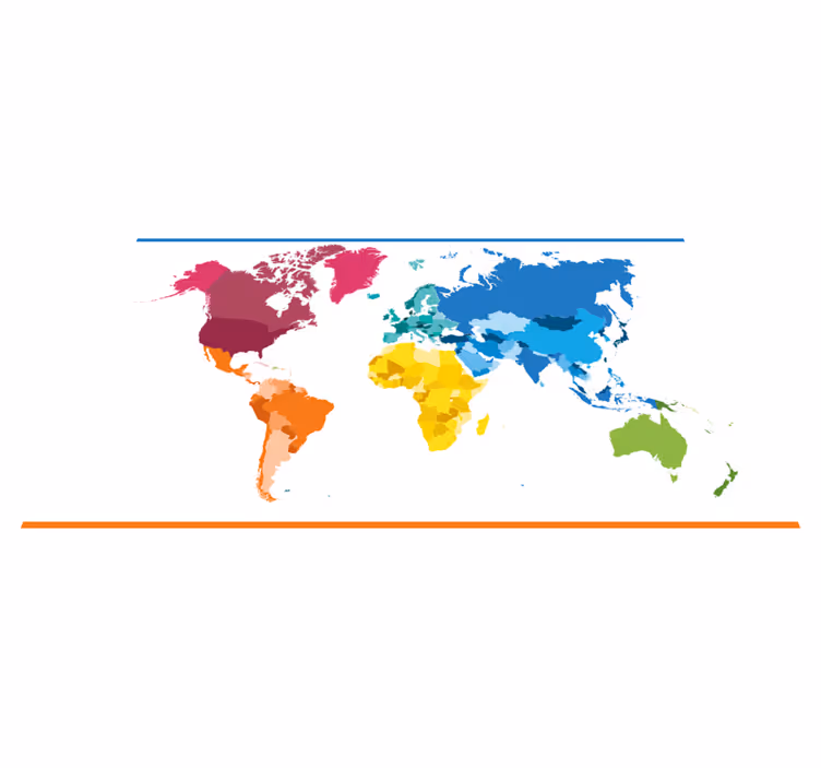 Tapete vinílico de mapa mundial cores do globo terrestre - TenStickers