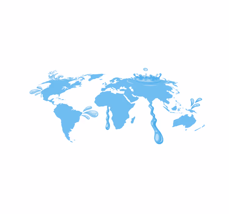 Tapete vinílico de mapa mundial design de água azul - TenStickers