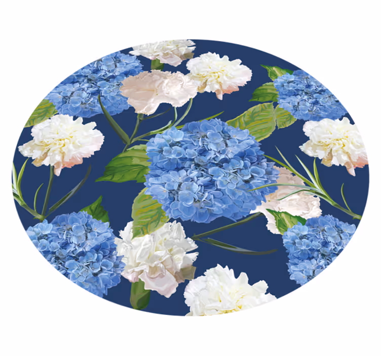 Tapete vinílico flores e plantas padrão de hortênsia - TenStickers
