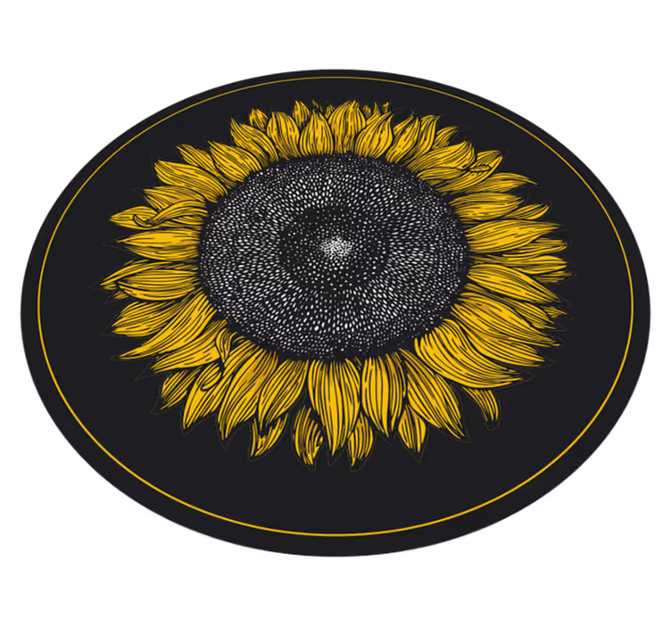 Tapete vinílico flores e plantas grande desenho de girassol - TenStickers