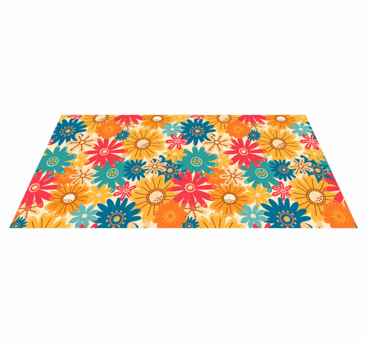 Tapete vinílico flores e plantas padrão colorido - TenStickers
