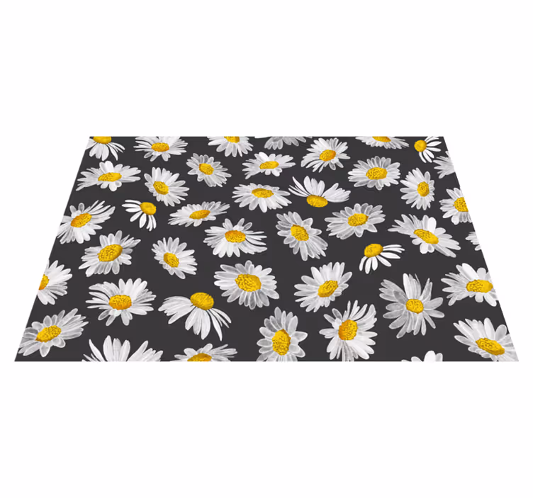 Tapete vinílico flores e plantas motivo cinza margarida - TenStickers
