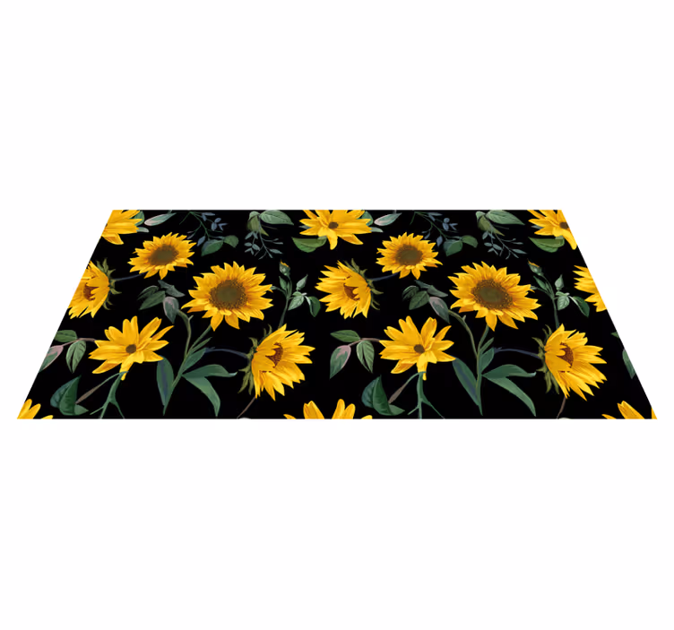Tapete vinílico flores e plantas padrão floral de girassol - TenStickers