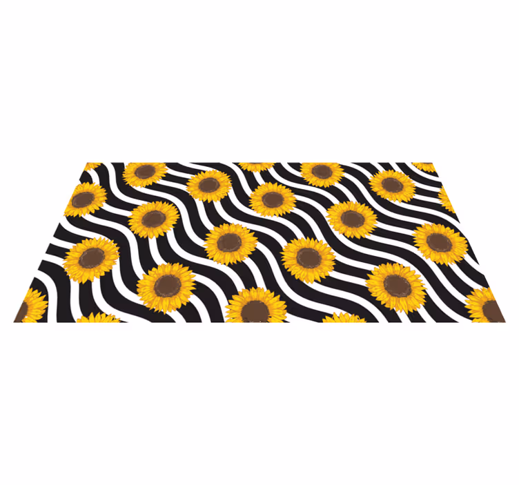 Tapete vinílico flores e plantas padrão de ondas de girassol - TenStickers