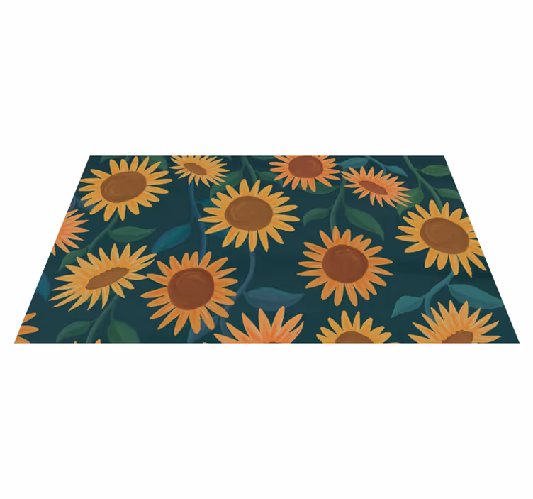 Tapete vinílico flores e plantas padrão de girassol vintage - TenStickers