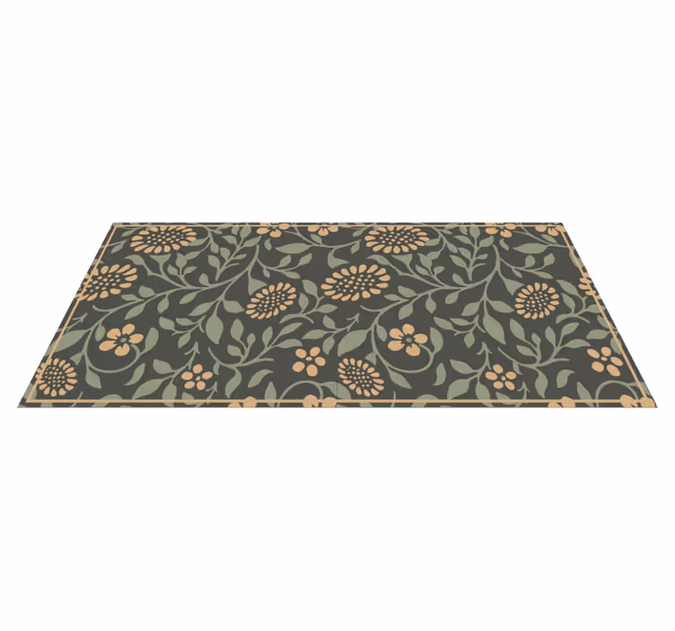 Tapete vinílico flores e plantas padrão verde girassol - TenStickers