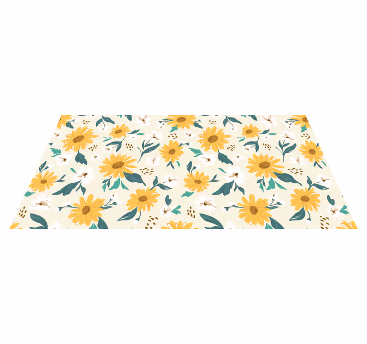 Tapete vinílico flores e plantas padrão floral alegre - TenStickers