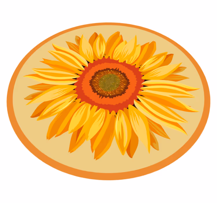 Tapete vinílico flores e plantas girassol redondo - TenStickers