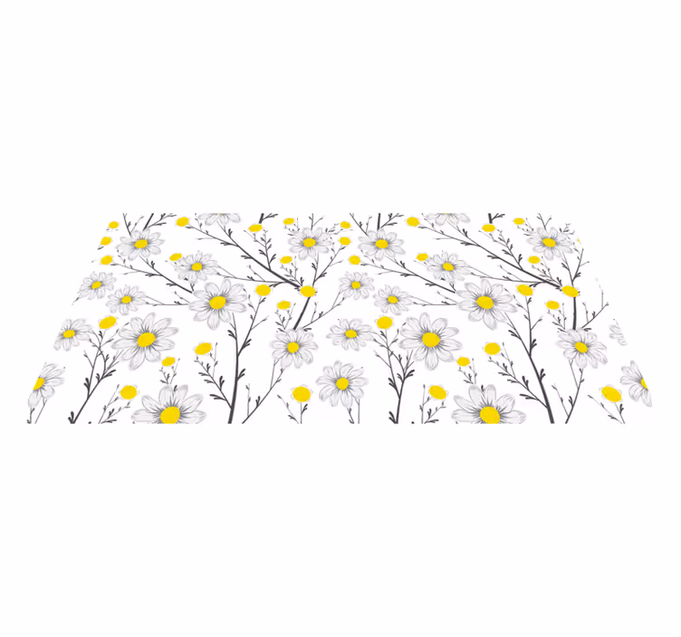 Tapete vinílico flores e plantas padrão floral amarelo - TenStickers