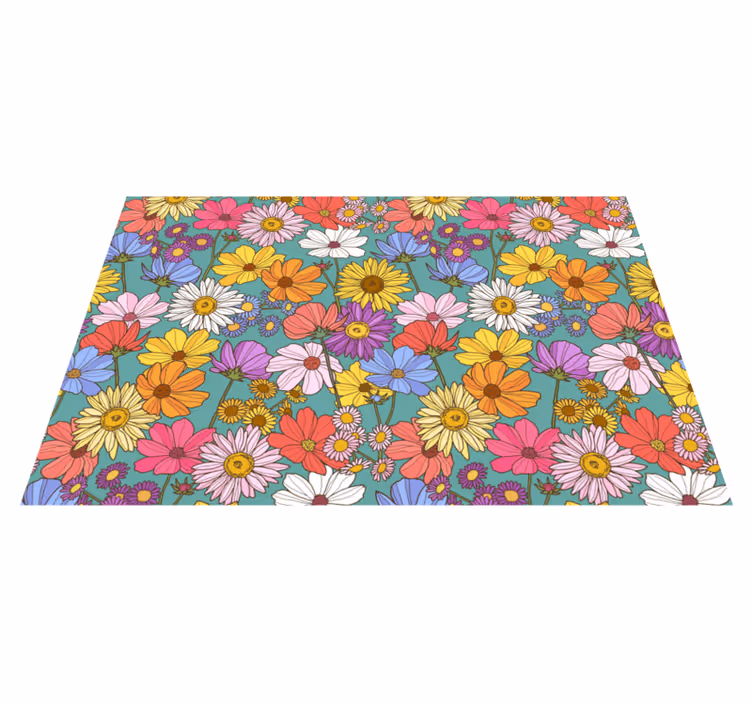 Tapete vinílico flores e plantas motivo colorido brilhante - TenStickers