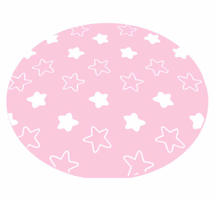 Tapete vinílico redondo padrão de estrela rosa - TenStickers