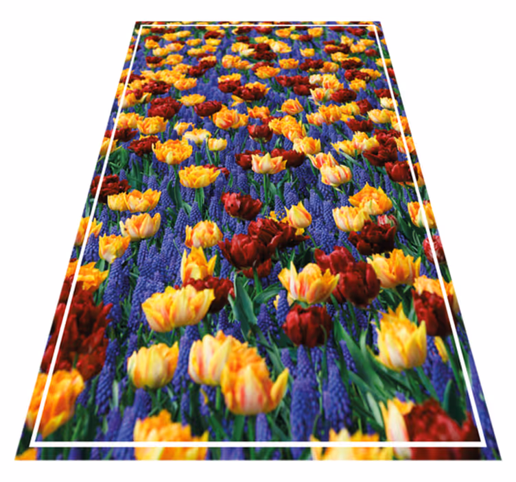 Tapete vinílico flores e plantas design jardim de tulipas - TenStickers