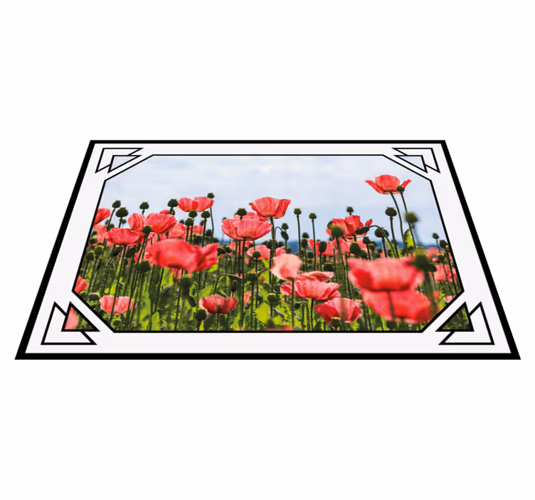 Tapete vinílico flores e plantas campo de papoulas colorido - TenStickers