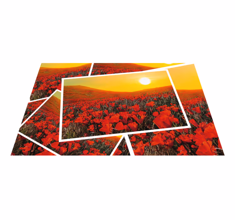 Tapete vinílico natureza campos de flores vibrantes - TenStickers