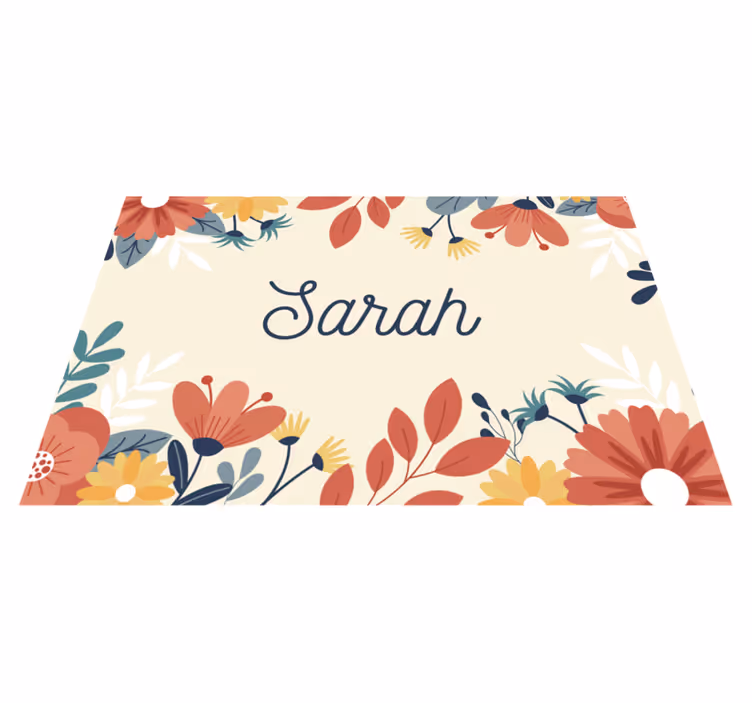 Tapete vinílico com nome identificação floral personalizada - TenStickers