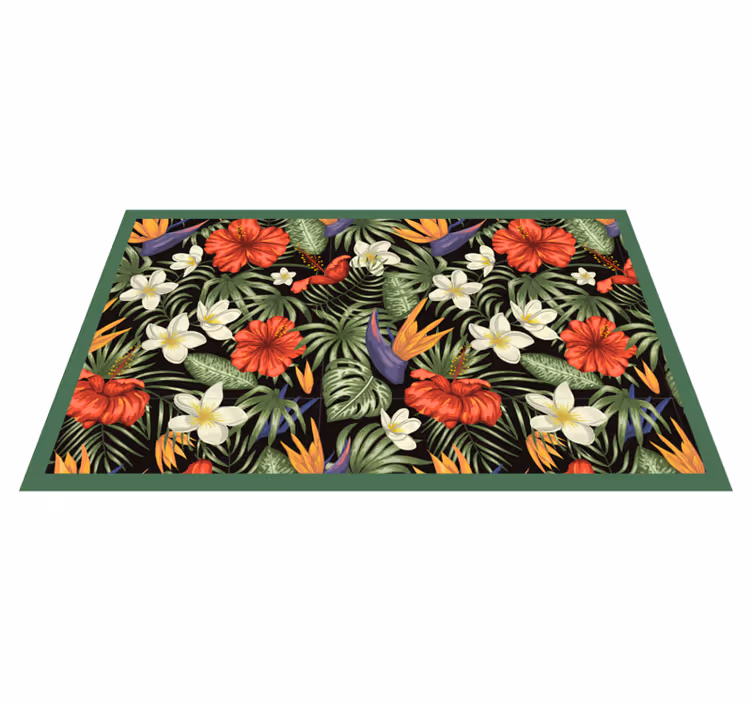 Tapete vinílico flores e plantas padrão colorido tropical - TenStickers