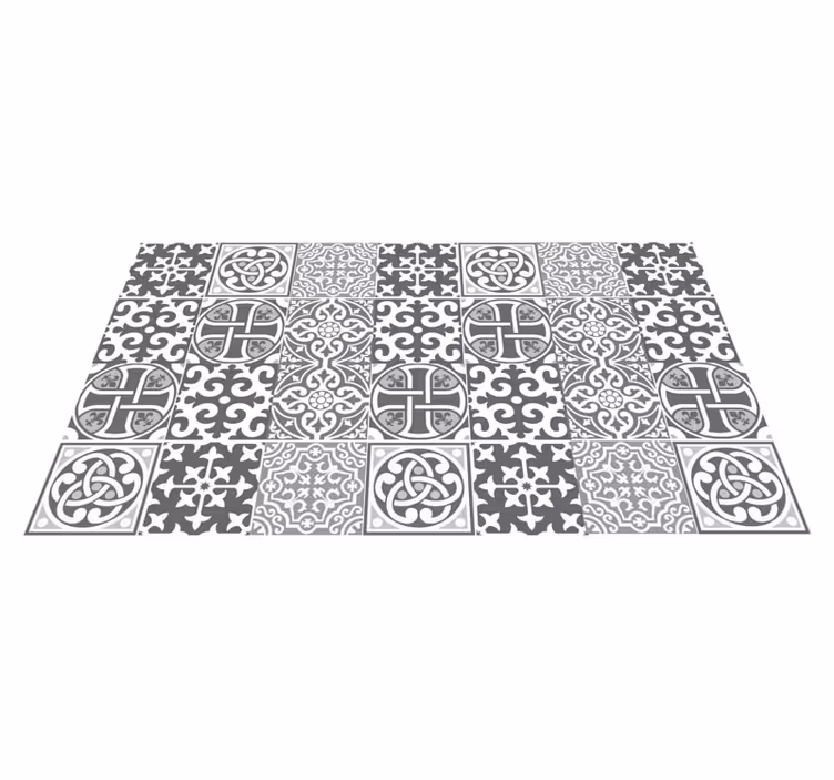 Tapete vinílico azulejos arranjos cinzas sofisticados - TenStickers