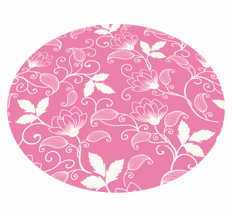 Tapete vinílico flores e plantas redemoinhos florais rosa - TenStickers