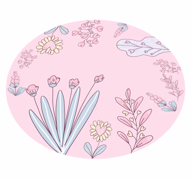 Tapete vinílico flores e plantas padrões de corações florais - TenStickers