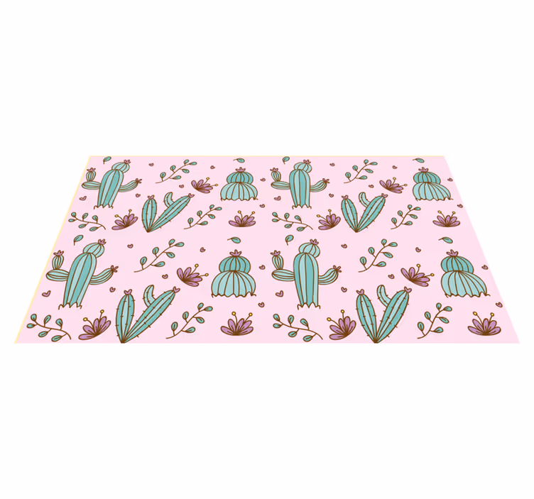 Tapete vinílico flores e plantas padrão floral de cacto - TenStickers