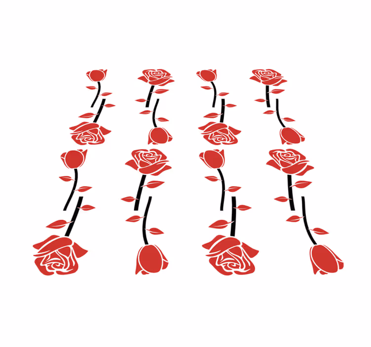 Tapete vinílico flores e plantas padrões de rosas vermelhas - TenStickers