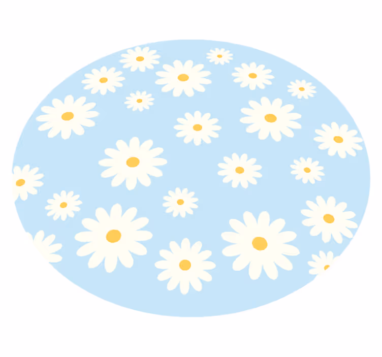 Tapete vinílico sala de estar emblema floral margarida - TenStickers