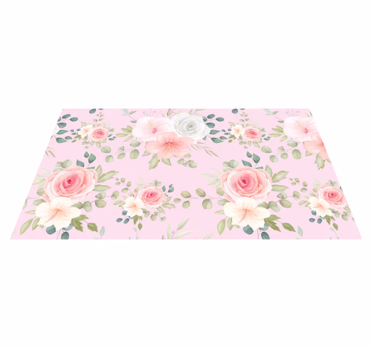 Elegante padrão de rosas em tapete floral rosa - TenStickers