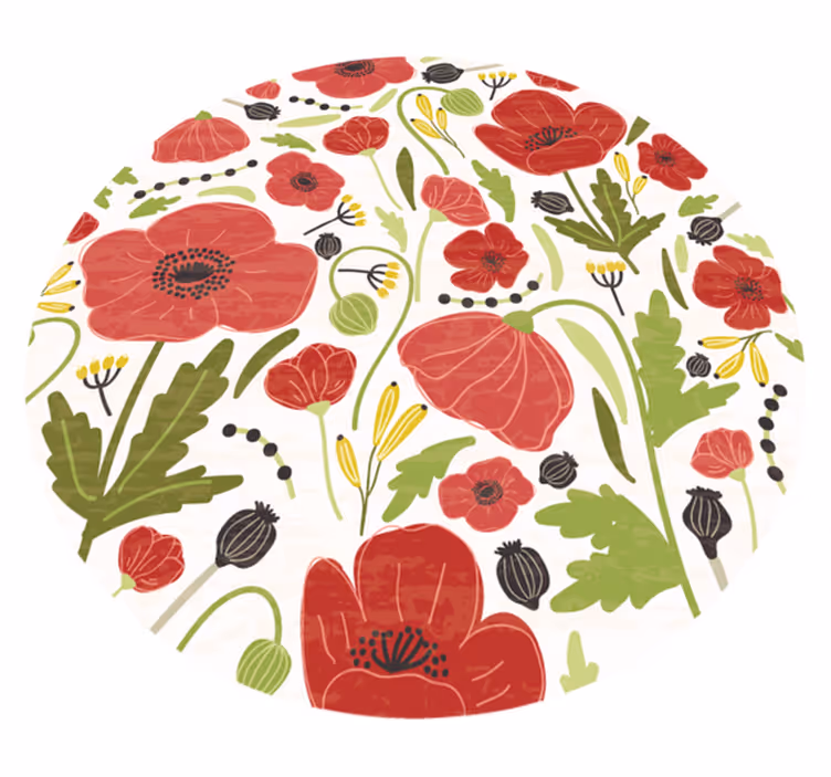 Tapete vinílico flores e plantas flores de papoula vermelha - TenStickers