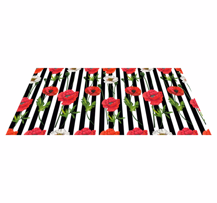 Tapete vinílico flores e plantas padrão listrado floral - TenStickers