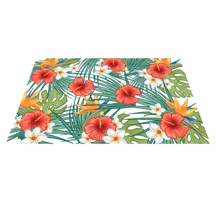 Tapete vinílico flores e plantas tema floral tropical - TenStickers